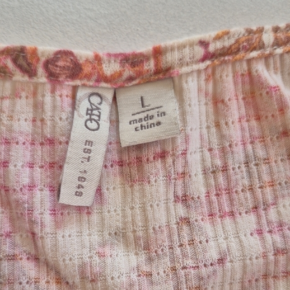 Cato Pink and Cream Blouse with Flutter Sleeves - Picture 2 of 6